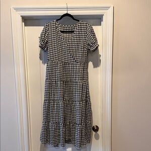 SHEIN Black and White Plaid Midi Dress